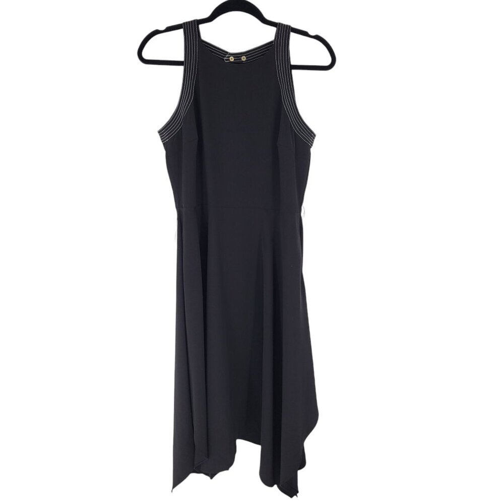 Karl Lagerfeld Paris 6 black halter sleeveless handkerchief hem midi dress